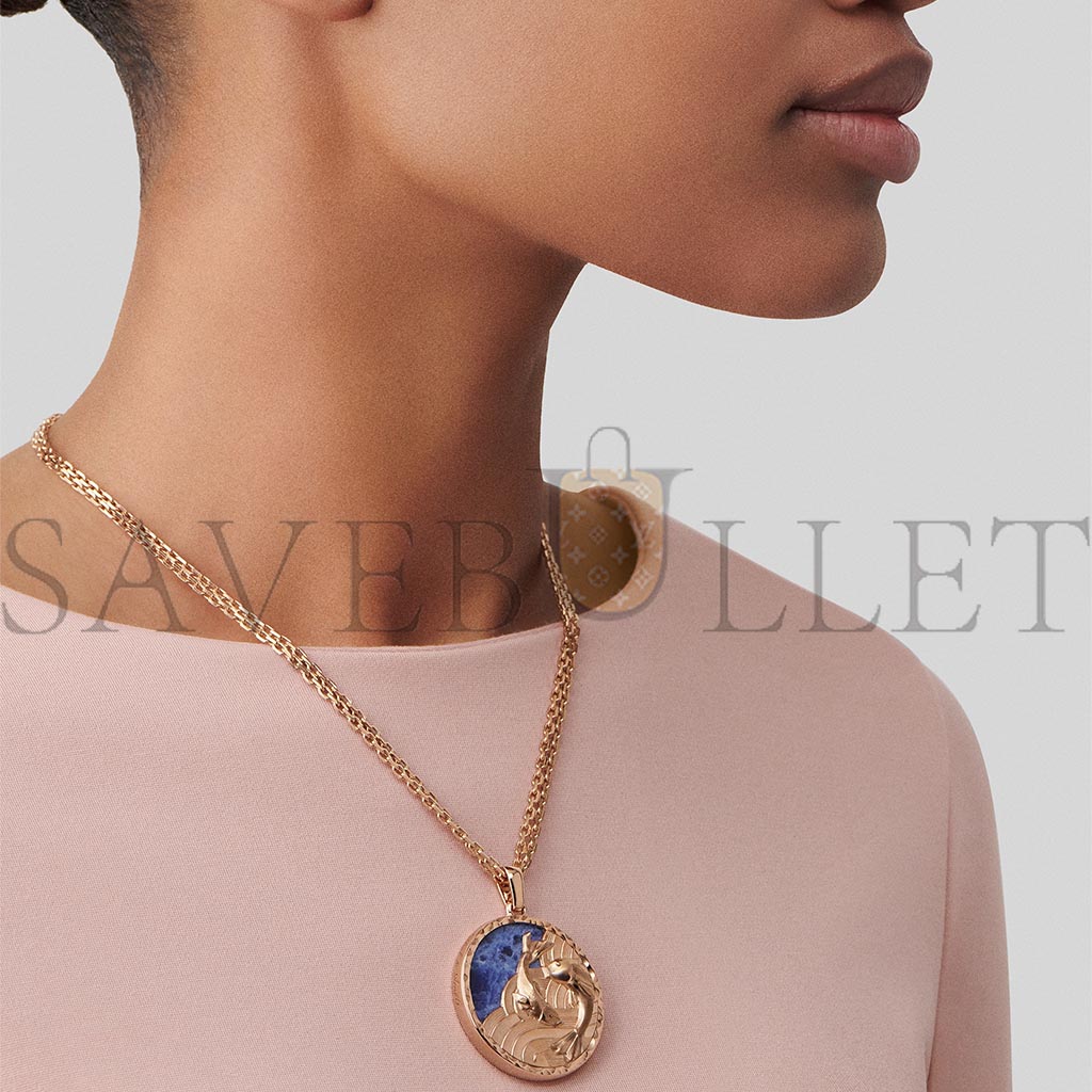 V*N CL*F arpels zodiaque long necklace piscium (pisces) - rose gold, sodalite  vcarp9rg00